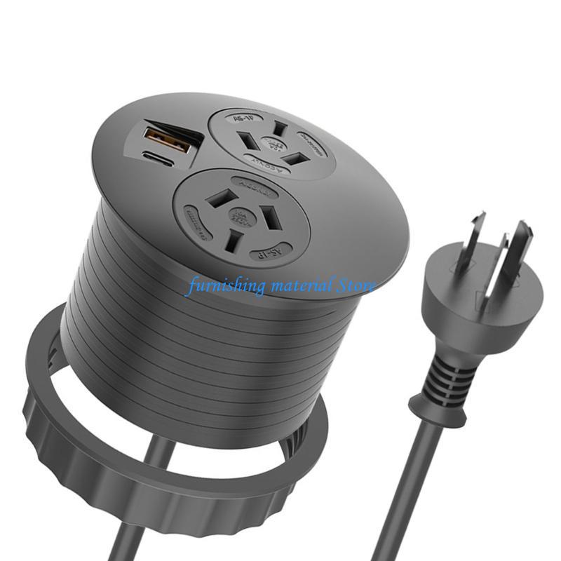 Y5GD Round Desk Embedded Power Outlet with USB C Desktop Charging Station for Office