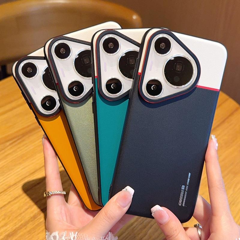 Case For Huawei Pura 80 70 Pro Plus Ultra Contrast Color Matte Leather Raised Lens Protection Soft Phone Grip Back Case Cover