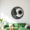 Wrought Iron Sun Moon Wall Art, Handmade Metal Decor for Living Room Bedroom Garden Gate Fence