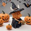 Highland Cow Resin Figurine Halloween Christmas Highland Cattle Cat Statue Animal Sculpture Holiday Party Decoration Ornament
