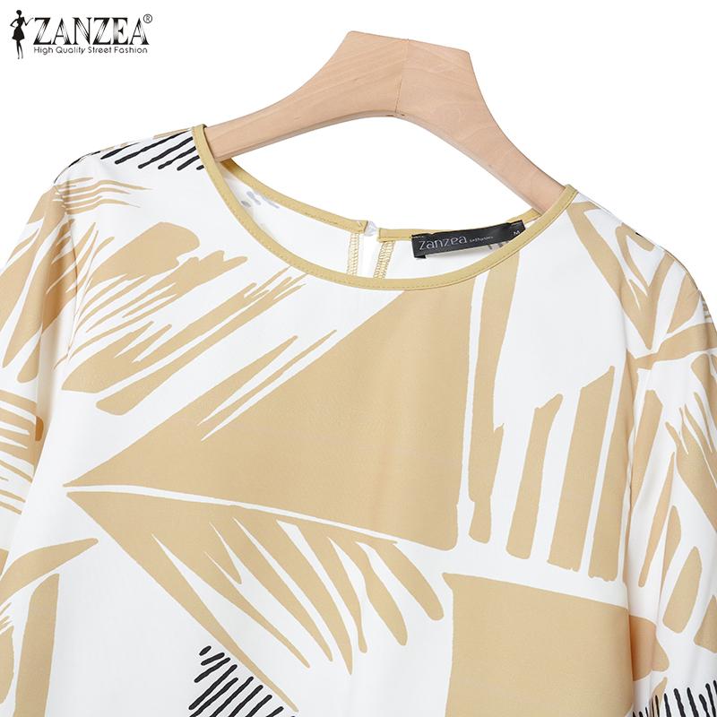 ZANZEA Damska Bluzka z Nadrukiem i Długie Spódnice Letnie Zestawy Dwuczęściowe