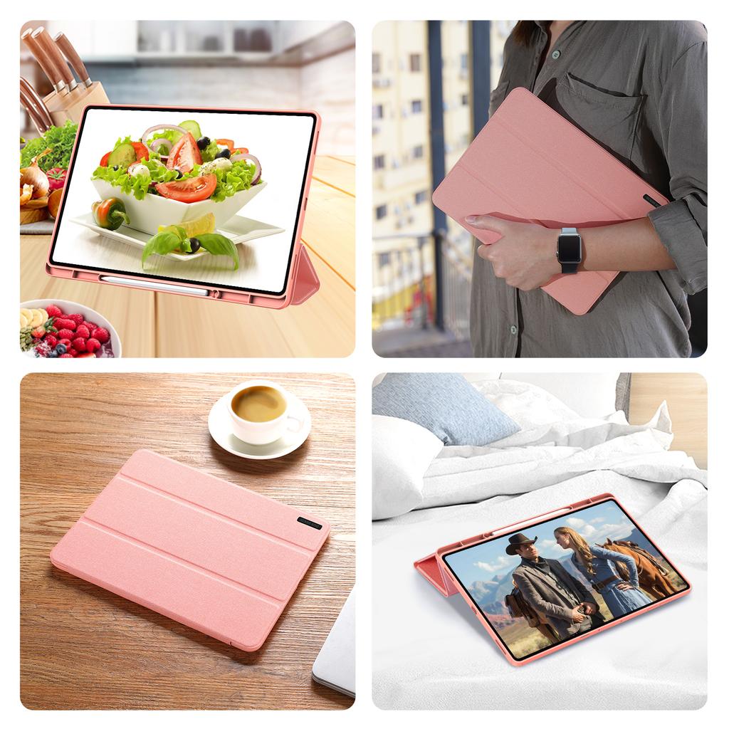 For Samsung Galaxy Tab S11 Ultra Case DUX DUCIS Domo Series Tri-fold Stand PU Leather Tablet Cover