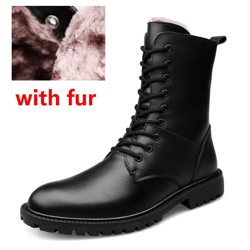 

2017 Натуральная кожа Мужская зимняя обувь До середины икры Мужские кожаные ботинки Зимние рабочие защитные ботинки Черные мужские военные ботинки 44