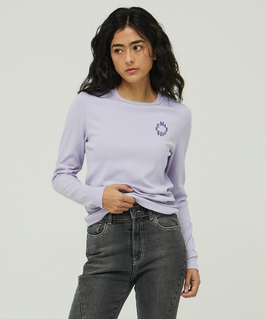 MAGOODGAN Lydia 3656 Soft Ribbed Basic Lavender Long Sleeve Tee