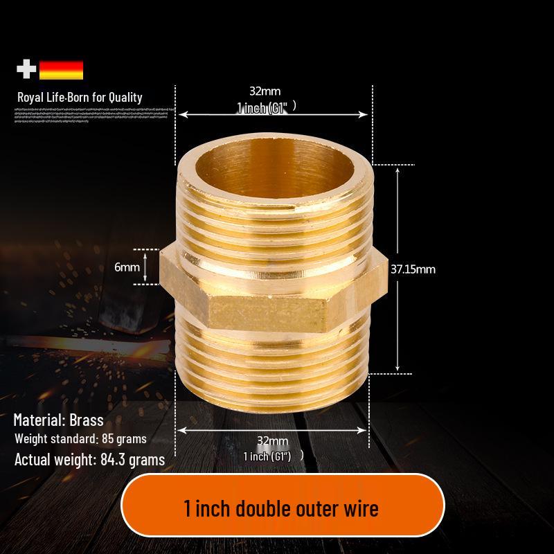 All-Copper Male Thread Direct Coupling, Short To Extended Thread, 4-Point To 6-Point, 1-Inch Inlet Pipe Reducing Joint