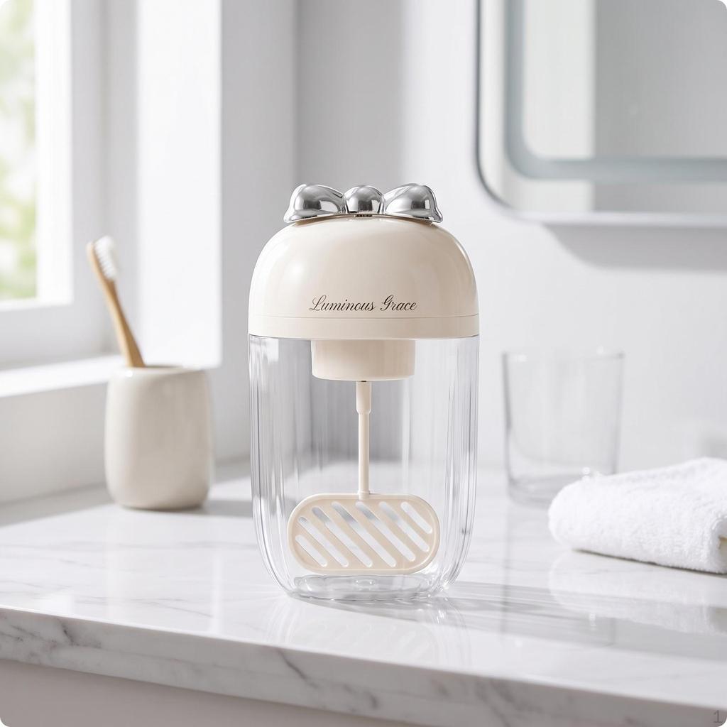 Rechargeable Electric Foam Dispenser IPX7 Waterproof Design, Transparent Lower Chamber, Facial face