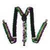 Unisex Sequin Y Back Suspenders 3 Clips Adjustable Elastic Braces