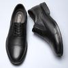 Men's shoes business casual shoes formal leather shoes men's spring low-top pure black cowhide foot cover large size small leather shoes