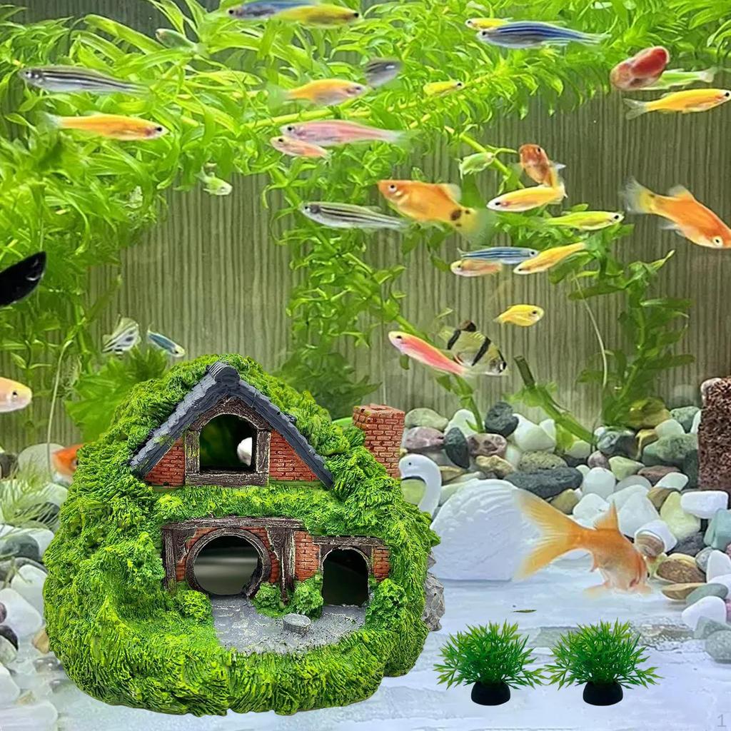 Aquarium Decor House Cave Hole Shelter, Accessories for Betta,Creative,Fish Tank Hut