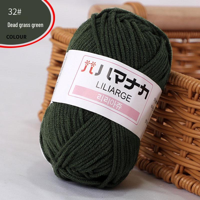Korean Baby Milk Cotton Yarn: 4-Strand Crochet & Hand Knitting Yarn for Dolls, Infants, and Children.