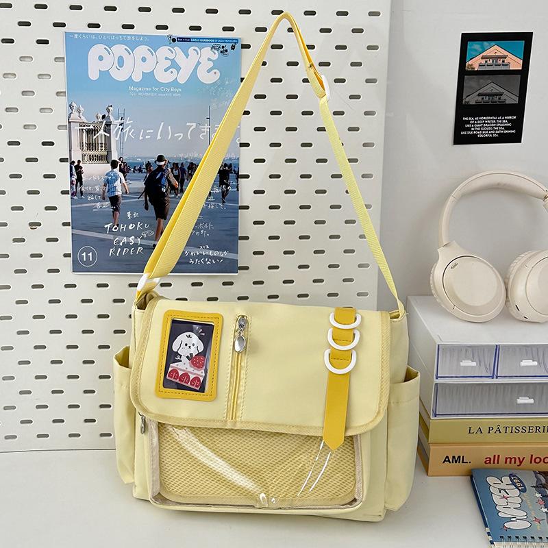 ins girl versatile mailman bag cute college transparent pain bag crossbody class loading book student bag