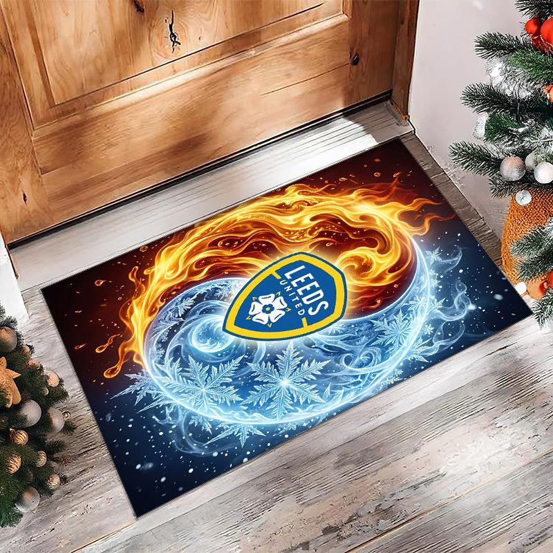 Tappeto in Velluto di Cristallo con Stampa del Leeds United Football, Comodo Assorbente d'Acqua Antiscivolo Tappeto per Pavimenti Interni