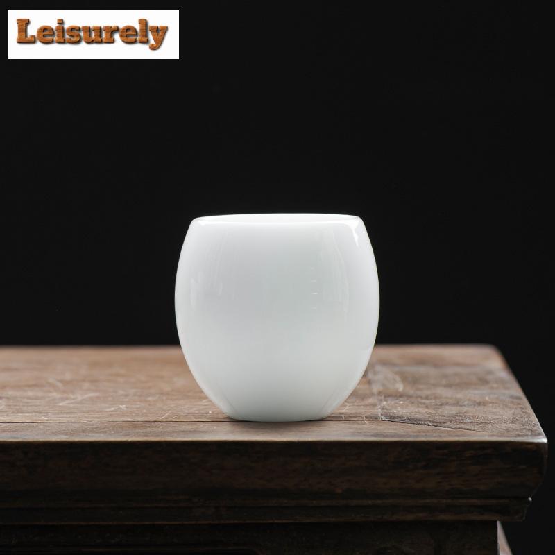 70ml Ice Seed Sheep Fat Jade White Porcelain Tea Cup Egg Shaped Master Cup Personal Tea Bowl Mugs Chazhan Kung Fu Teaset Gift