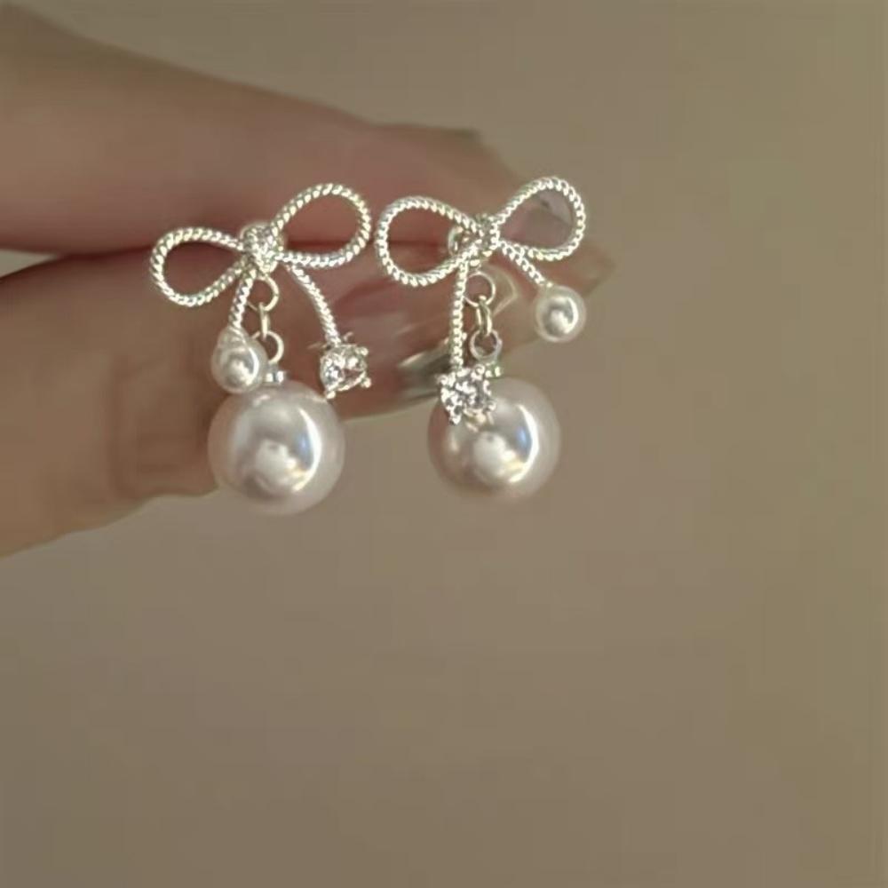 Faux Pearl Jewelry Elegant Fashion Earrings Drop Earrings For Women Sophisticated Bow Pearl Earrings For Special Occasion Gifts