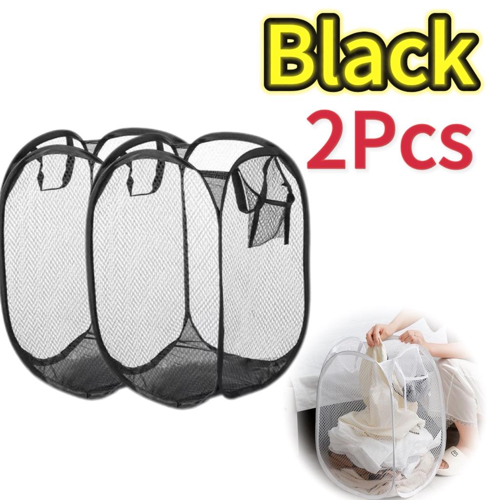 Portable Mesh Pop Up Laundry Hamper Wide Opening Breathable Collapsible Space-Saving Laundry Basket Dorm Travel Bathroom Items
