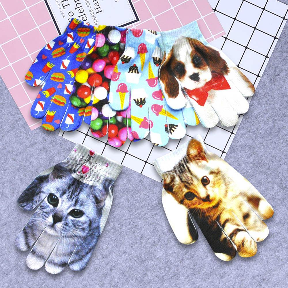 Niños Niñas Invierno Cálido 3D Estampado Animal Tejido Mascota Guantes Lindos Moda