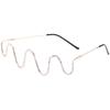 Wavy Diamond Ins Lens-free Concave Shape Internet Celebrity Glasses Frame Trendy and Personalized Decorative Lines Slim and Non-face Mirror