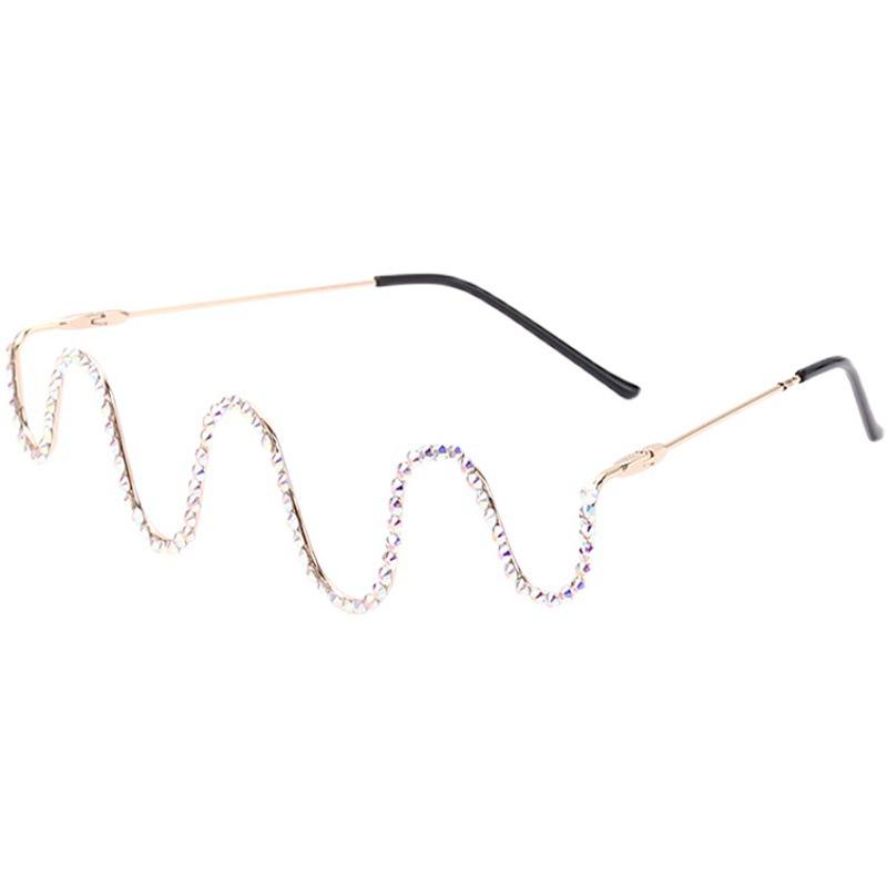 Wavy Diamond Ins Lens-free Concave Shape Internet Celebrity Glasses Frame Trendy and Personalized Decorative Lines Slim and Non-face Mirror