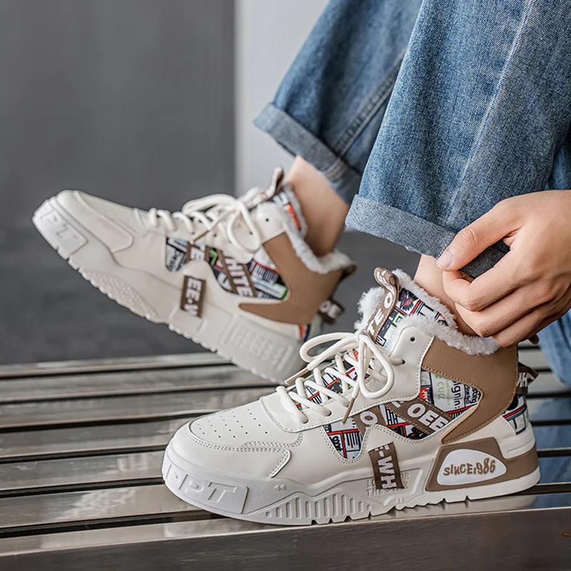 Männer stiefel 2024 Neue Winter Hausschuhe Warme Männer Schuhe Wasserdicht Rutschfeste Plüsch Turnschuhe Männlichen tenis schuhe Stiefel Männer turnschuhe Winter