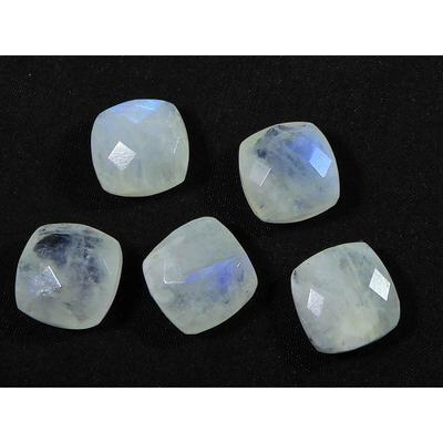 12X12MM Natural Rainbow Moonstone Briolite Square Cut Gemstone 5 Pcs Lot RML-922