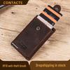 Black Angel FRID Vintage Crazy Horse Leather Automatic Card Holder with Buckle - Genuine Leather Wallet.