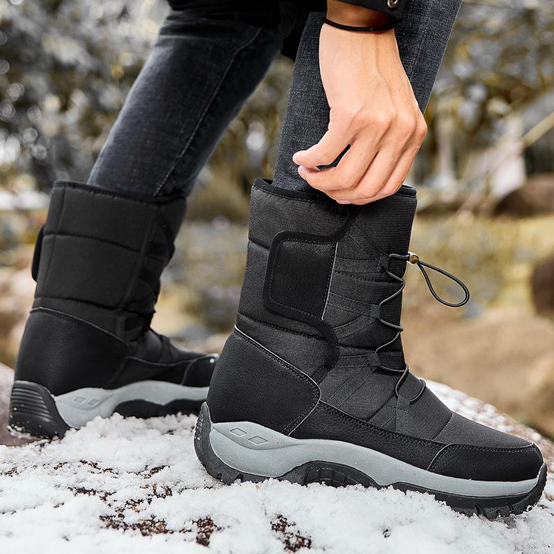 39-46 Men's Snow Boots To Help Thick Sole Plus Fleece Non -slip and Wear -resistant Winter Large Size Snow Boots