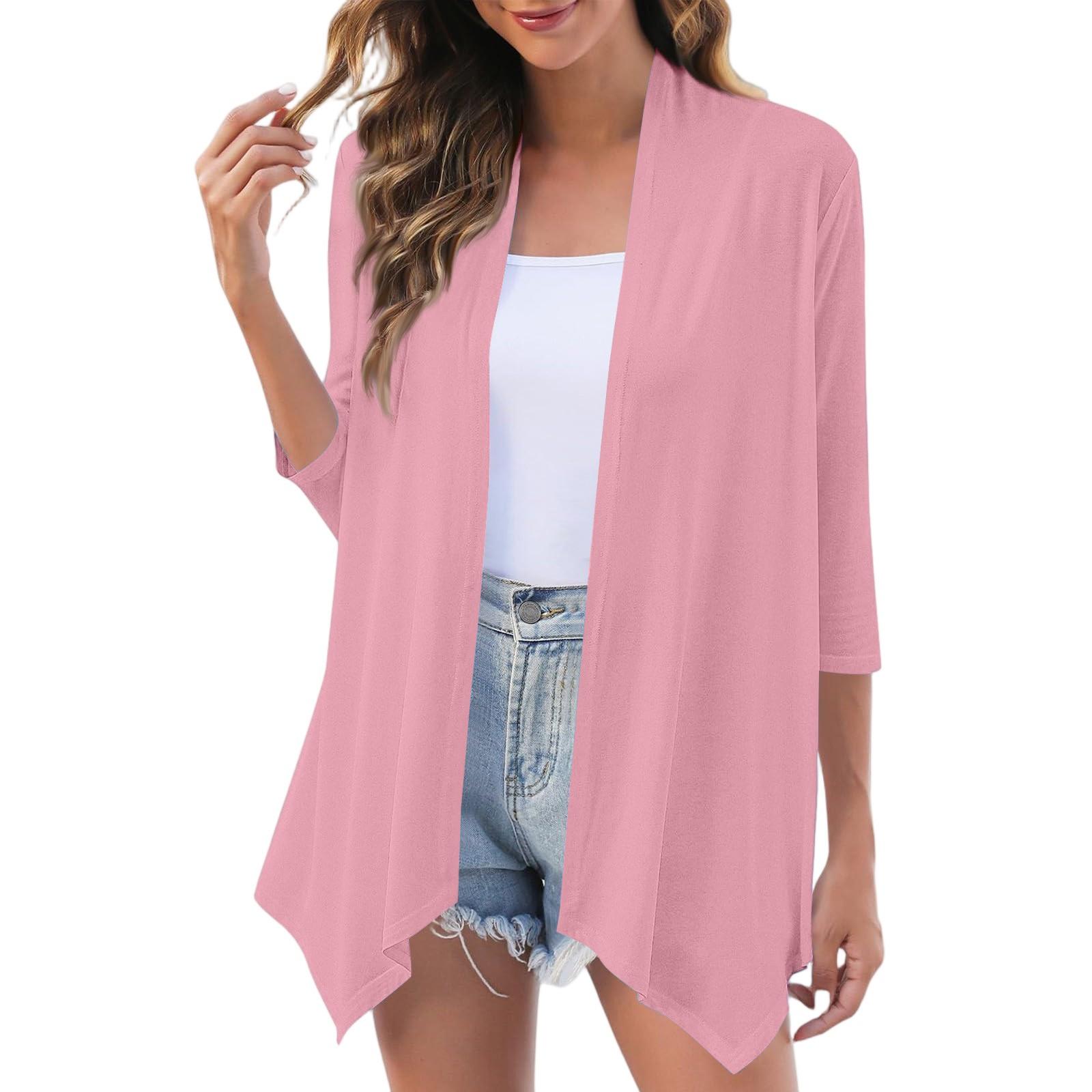 

Жіночий модний повсякденний зручний кардиган-піджак однотонного кольору XXL рожевий