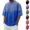 Men's Casual Trend Distressed Washed Gradient Short-sleeved Shirt - Men's Round-neck Sports T-shirt Top