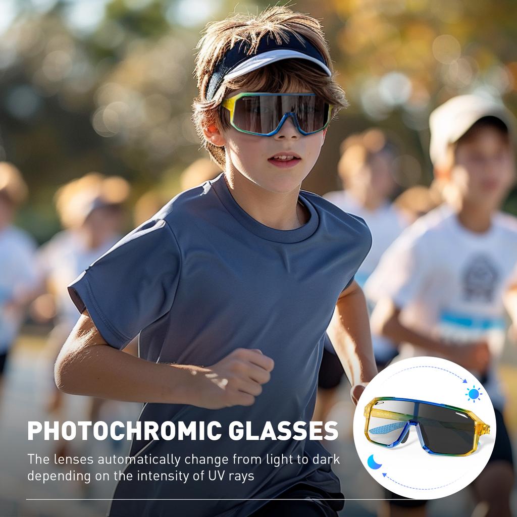 Children Riding Glasses UV400 MTB Road Bike Cycling Pochromic Sunglasses Bicycle Outdoor Sports Running Eyewear