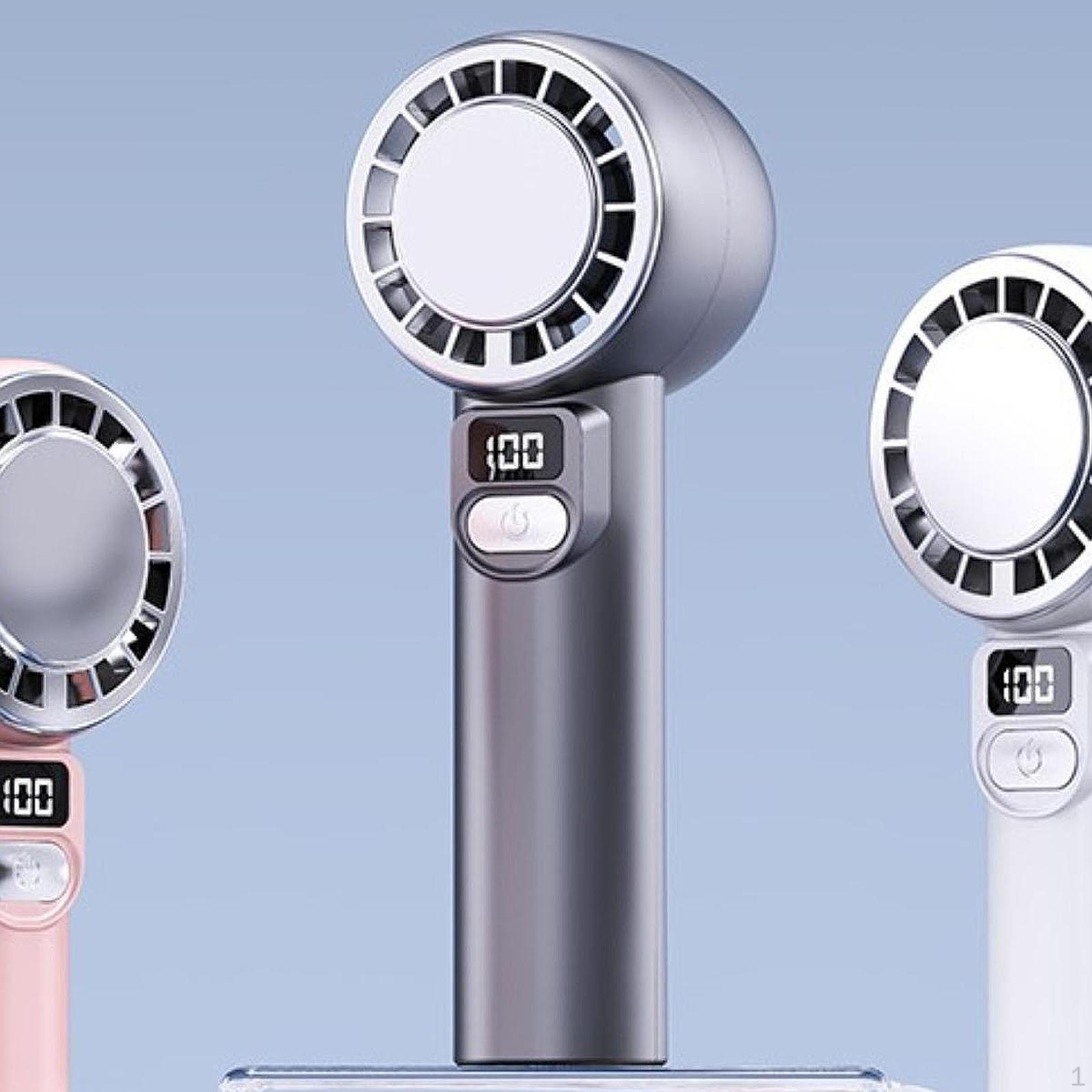 

Ручной вентилятор воздушного охлаждения 100 скоростей регулируемый мощный современный портативный персональный для отпуска серый