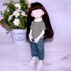 30CM Doll Clothes Fashion Stripe Undershirt Casual Wear Shorts Tooling Style Jeans Pants For 11.5" 1/6 BJD Dolls Accessories