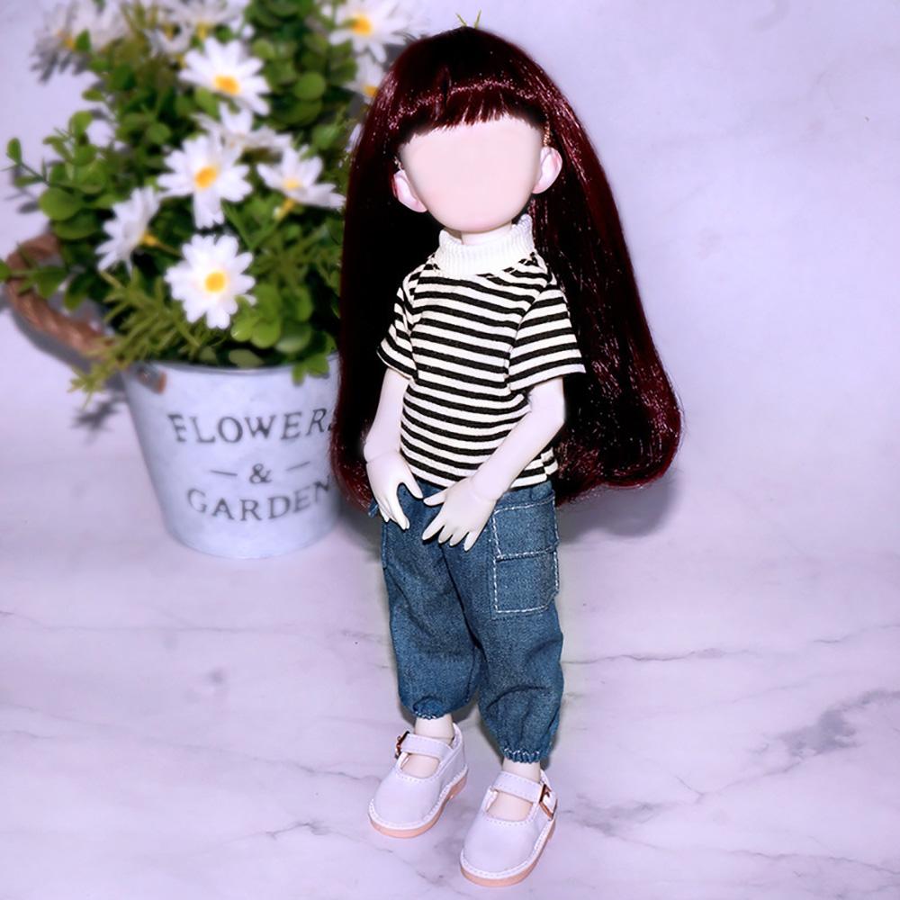 30CM Doll Clothes Fashion Stripe Undershirt Casual Wear Shorts Tooling Style Jeans Pants For 11.5" 1/6 BJD Dolls Accessories