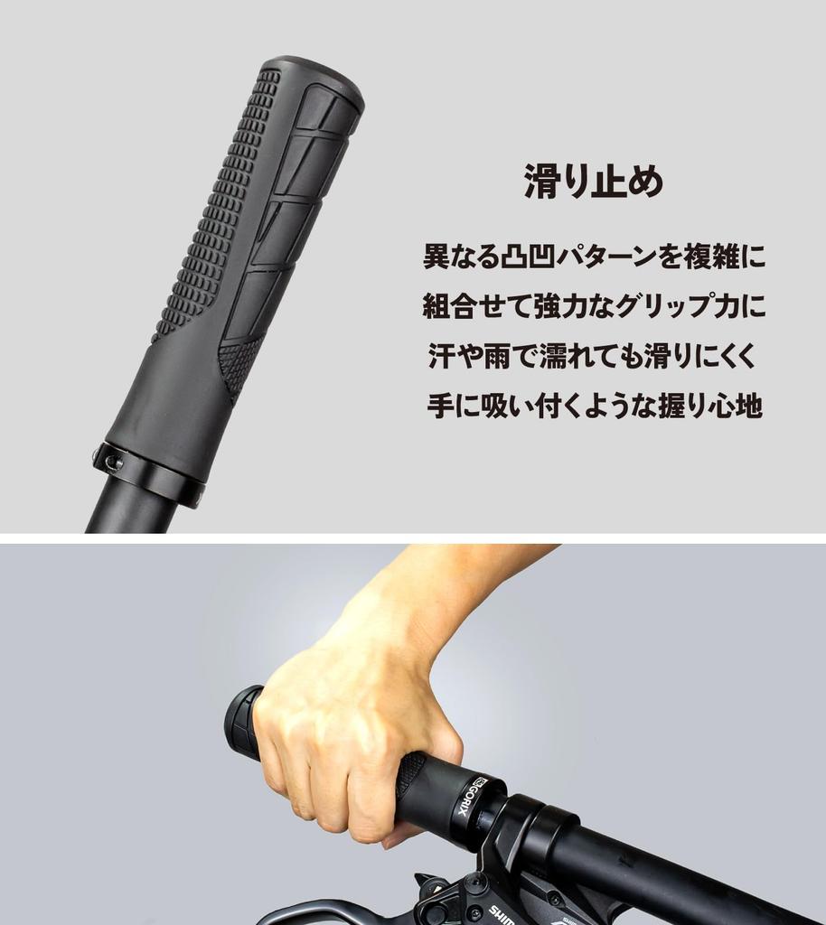 GORIX Fahrrad Zylindrischer und Runder Lenker Schwarz mit Cross Mountain Elektro Mini und anderen Griffen, Griffe, Lock-On, Stoßdämpfend, Rutschfest,