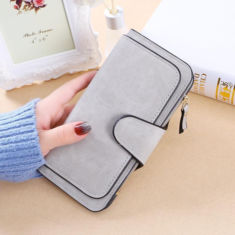 Women's Wallet Fashion Women's Bag Multi-card Position Women's Wallet Frosted Two-color Fabric