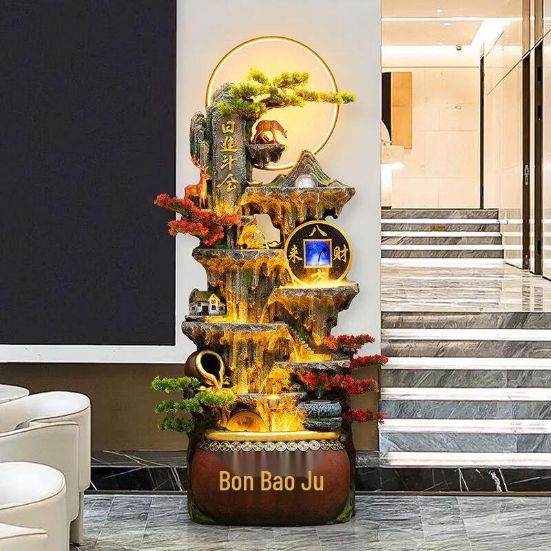 Feng Shui Rockery Flowing Water Fountain with Fish Tank