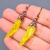 Yellow Topaz Rough Stone Unique Artisan Dangling Trendy Earrings Jewelry Copper V-7