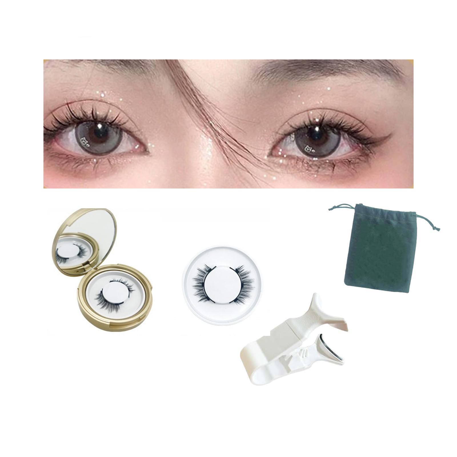 

Voocye Magnetic False Eyelashes - Popular Magnetic Eyelashes, No Adhesive Required, Ultra-Lightweight, Sweatproof, Long-Lasting, Reusable, with Clip