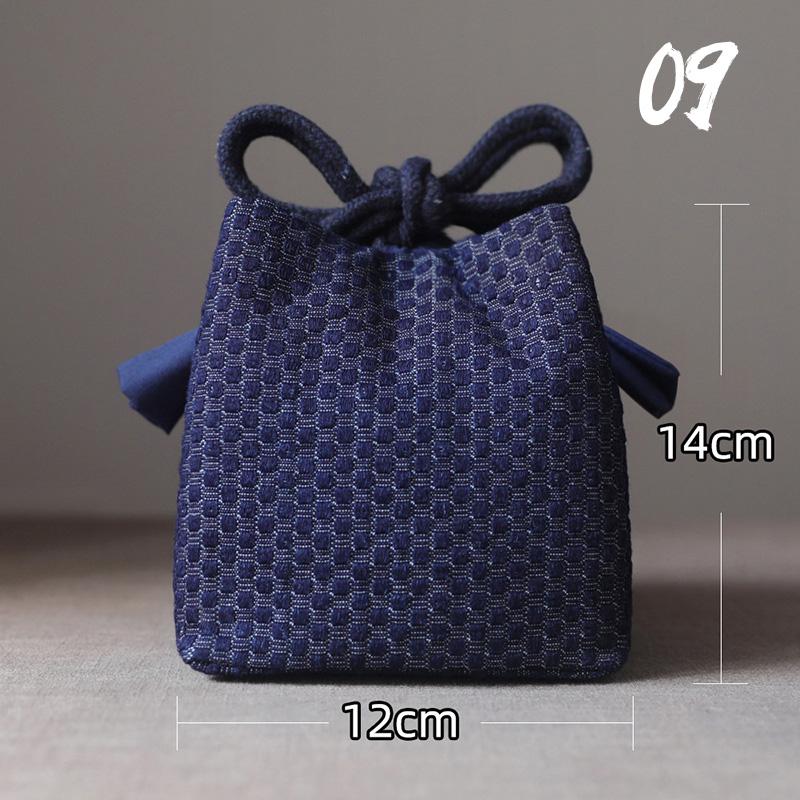 Large Denim Tea Set Carry Bag for Teapot with Four or Six Cups Portable Storage Organizer for Travel Outdoor Use No Cups