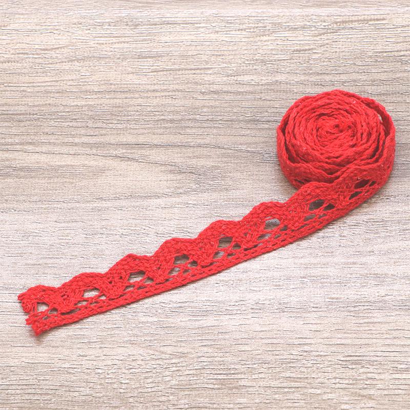 White Lace Trim with Colored Cotton Edges for DIY Decorative Tablecloths, Curtains, and Sofas