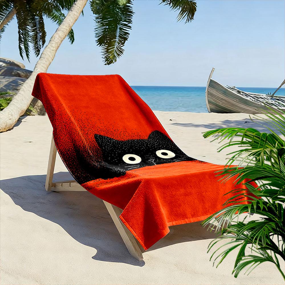 Black Cat Peeking Beach Towel Beach Towel Quick-drying for Travel Outdoor Sports Jogging Beach and Swimming