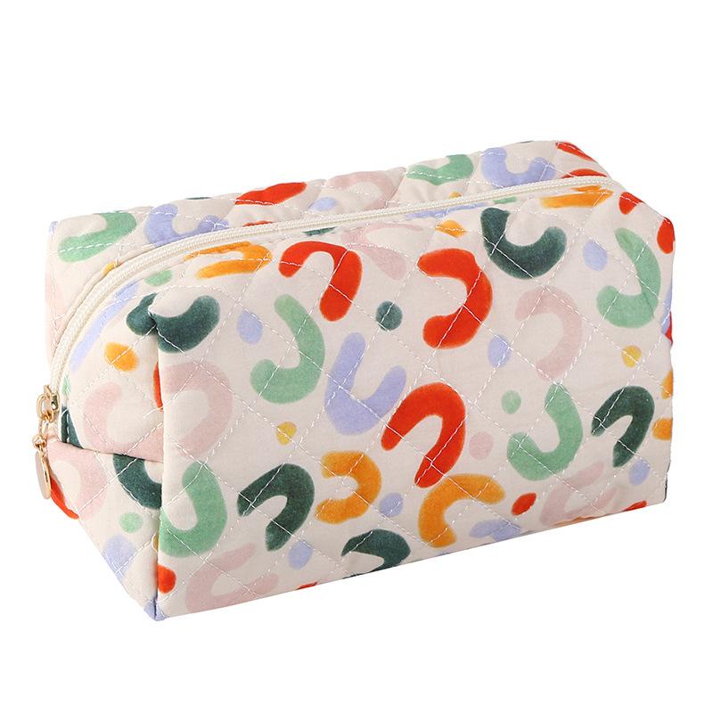 Módny štvorcový dámsky clutch taštička na make-up prenosná roztomilá dámska kozmetická toaletná taštička kabelka so zipsom s potlačou mašle