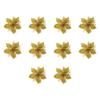 10Pcs Multi-Color Artificial Poinsettia Flowers Sequin Plastic Christmas Flowers Ornaments  Holiday