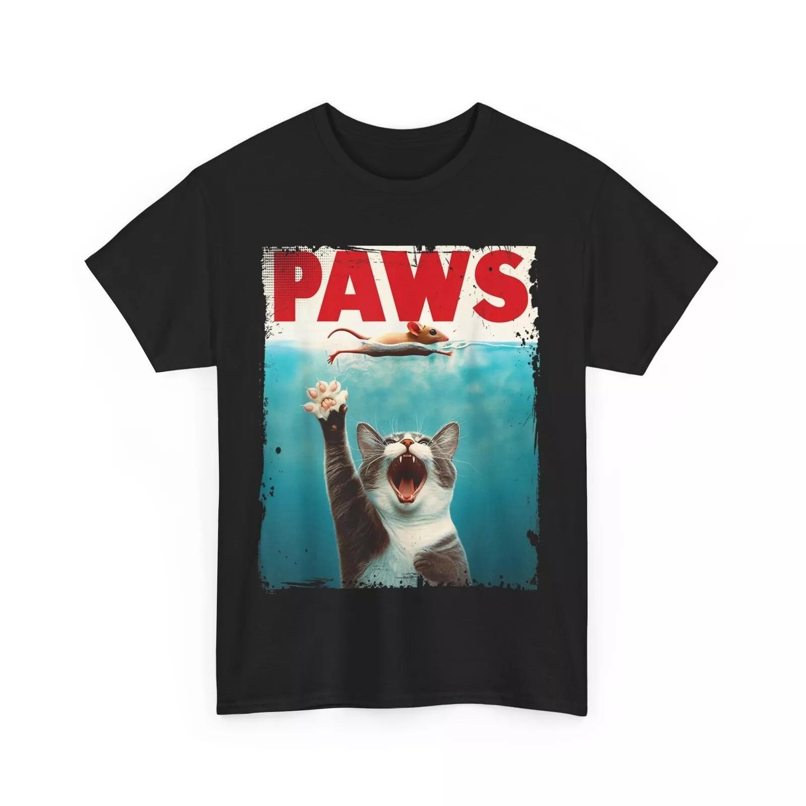 PAWS Parody Cat Mouse Humorous Cat Chasing Mouse Kitten T-shirt XXL
