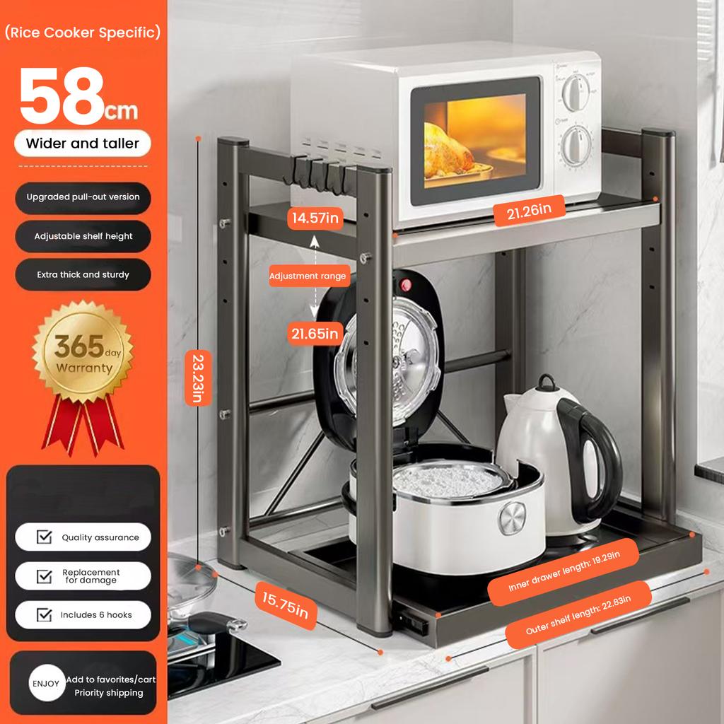 Drawer Oven Storage Rack Space Saving Pull-Out Storage Rack Microwave Oven Storage Rack for Utensils Seasonings Small Items