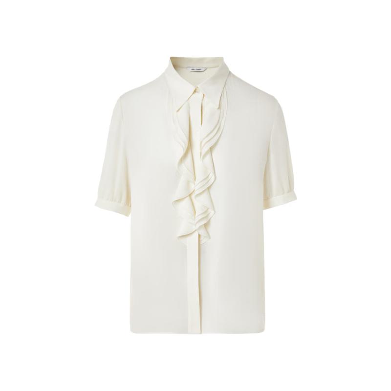 Langzi Mulberry Silk Wave Placket Shirt L