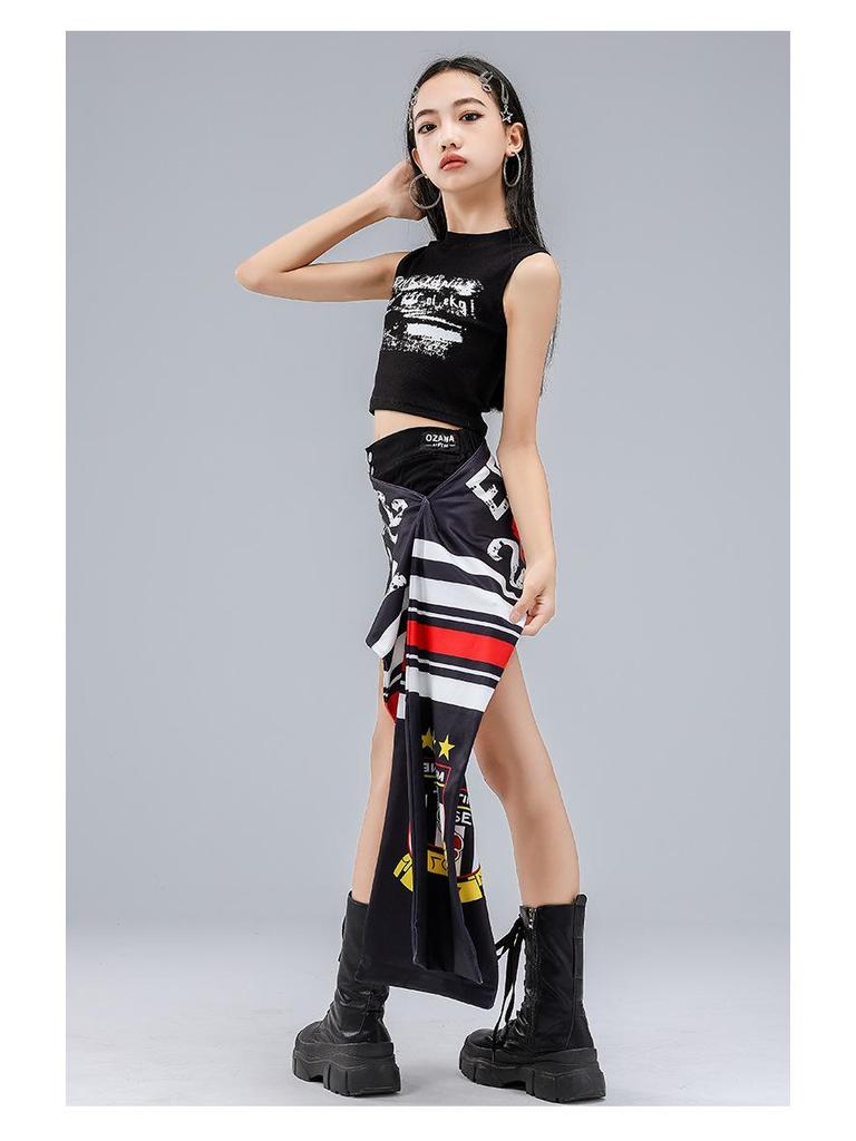 Jazz-Tanzkostüm-Set für Mädchen: 2025 Frühling/Sommer Ärmelloses Crop-Top & Taillenbund-Shorts