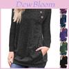 Stylish Women's Pullover Long Sleeve Solid Button Sweatshirt Top For Casual Wear