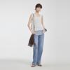 ELLE French Style Patchwork Fringe Design Loose Vest Women tops White EE50863