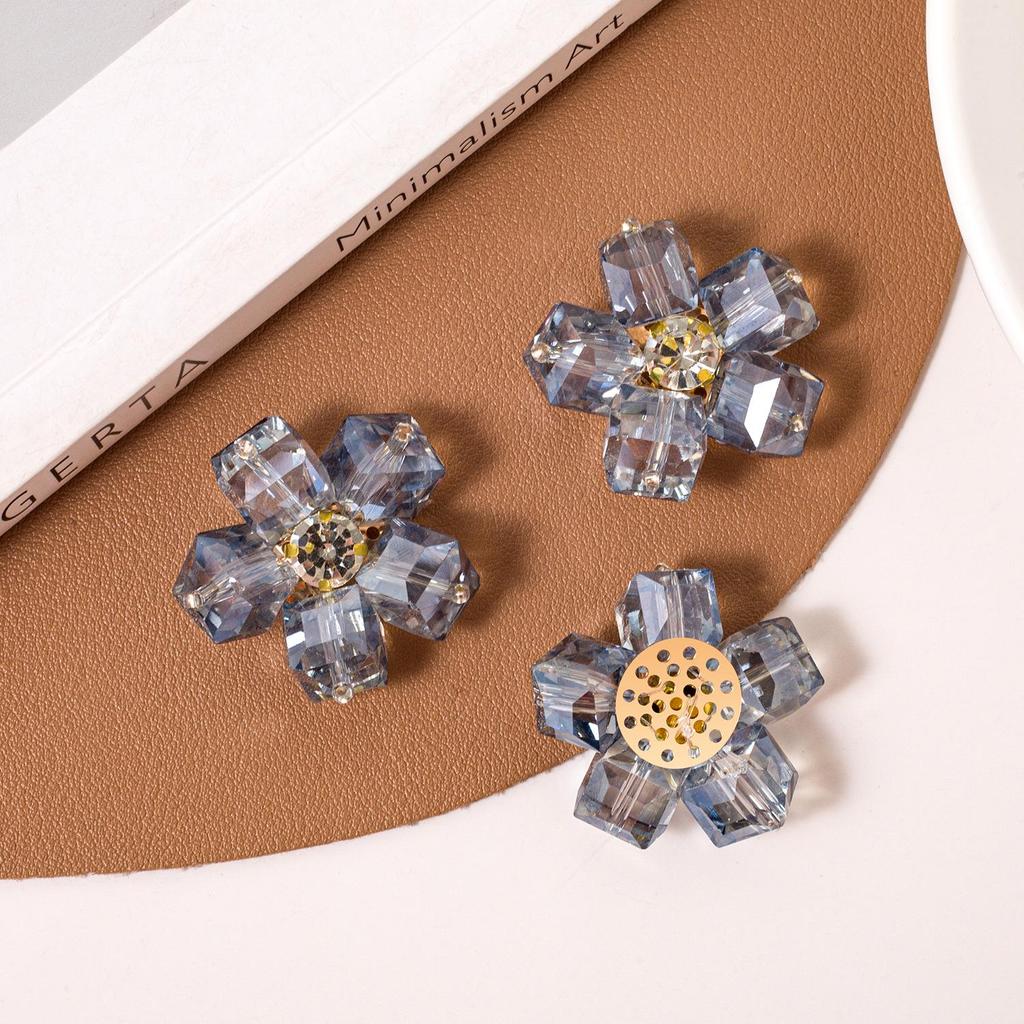 Parches de Tela con Flor de Pedrería de Cristal Coreana Cosidos a Mano para Accesorios de Bricolaje