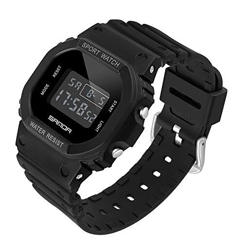 Un Bel Tocco Digital Watch for Men and Women with Alarm, Stopwatch, LED Backlight, and 8 Colors (New Black)
